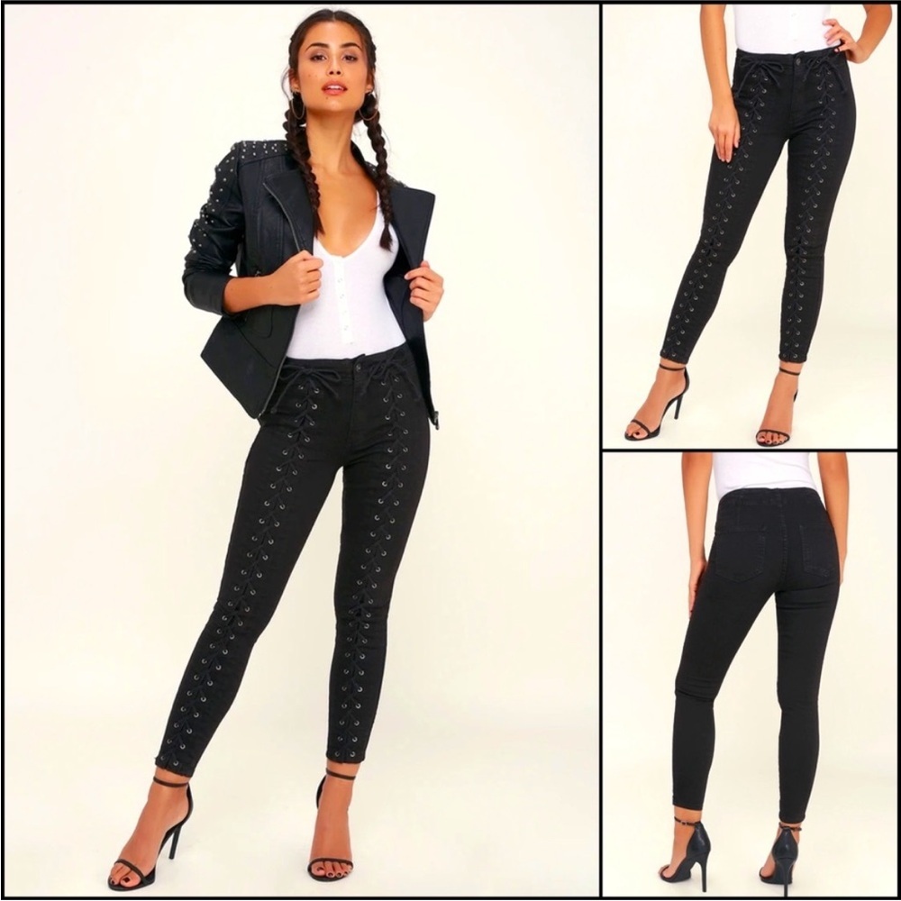 Pistola High Rise Black Lace Up Jeans Womens Size 31
